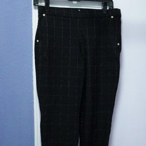 Anne Klein Black and Gold Plaid Slip on Slacks